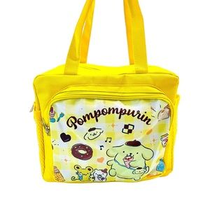Sanrio Pompompurin Bag Storage Snack Lunch Bag Yellow White Plaid Pattern NEW